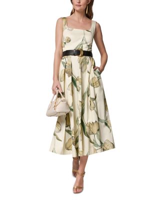 Sleeveless Square Neck Midi A Line Dress