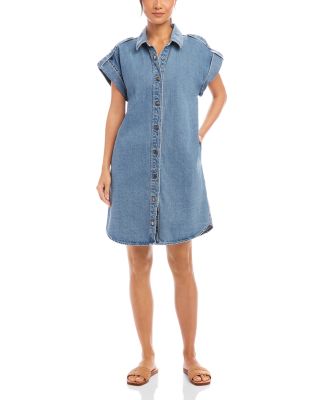 Cap Sleeve Denim Shirtdress
