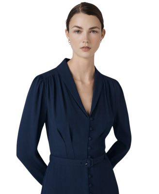 Elena Crepe Button Through Midi Dress