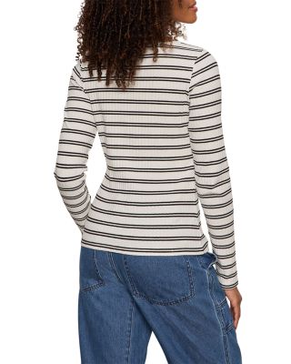 Ribbed Button Front Top