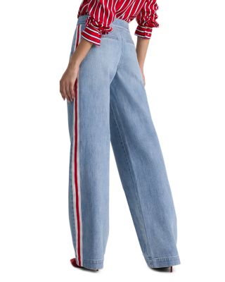 Mid Rise Straight Jeans in Rockstarblue/Off White/Pink