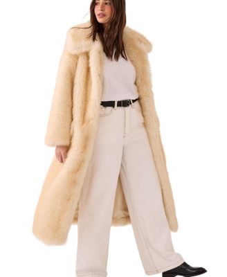 Belted Tipped Faux Fur Coat