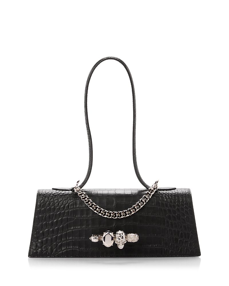 McQueen Soft Croc Embossed Leather Handbag