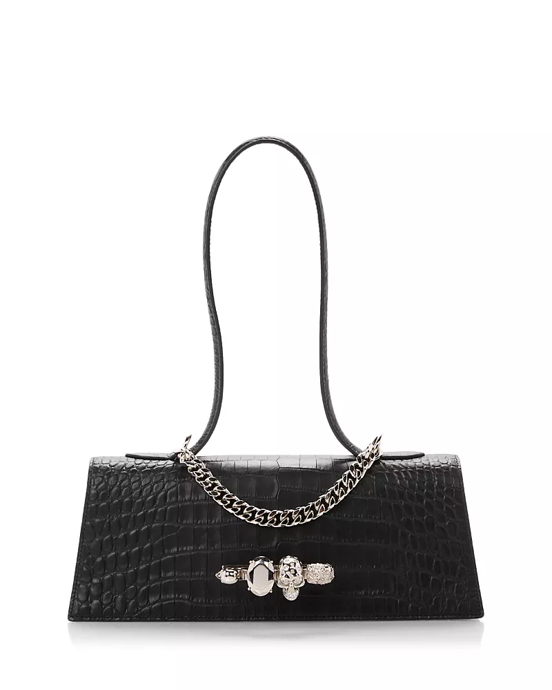 McQueen Soft Croc Embossed Leather Handbag