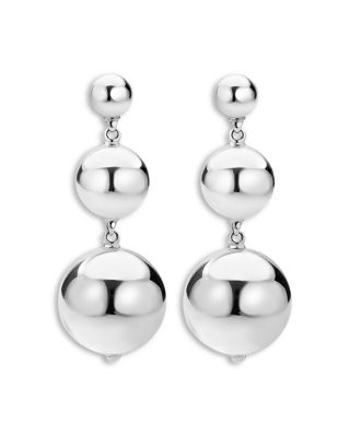 Sterling Silver Caviar Bubbly Triple Bead Drop Earrings