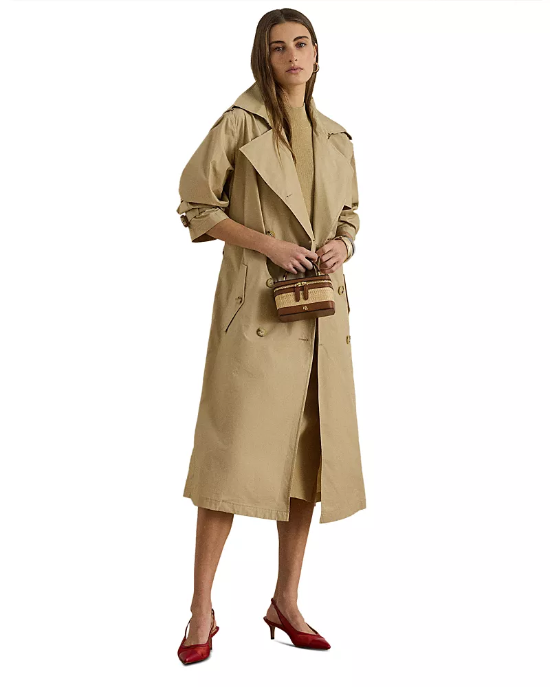 Lauren Ralph Lauren Double Breasted Cotton Trench Coat