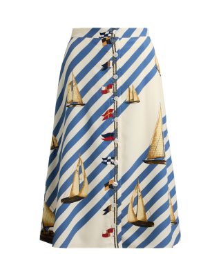 Button Front Crepe Skirt