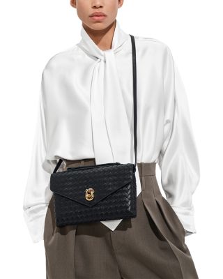 Knot Lock Intrecciato Leather Crossbody Bag