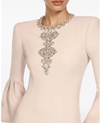  Margoni Bell-Sleeve Embellished Midi Dress