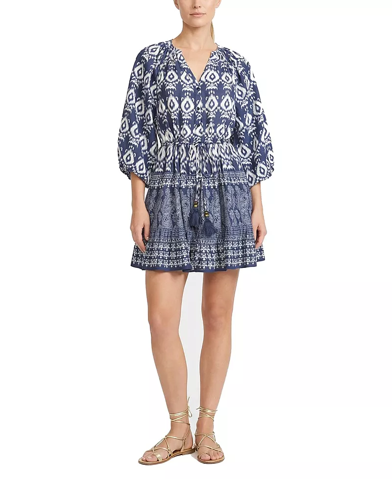 Change of Scenery Sam Balloon Sleeve Elastic-Waist Mini Shirtdress