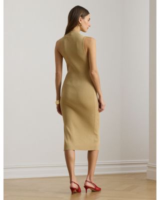 Ribbed Sleeveless Mockneck Sweater Dress