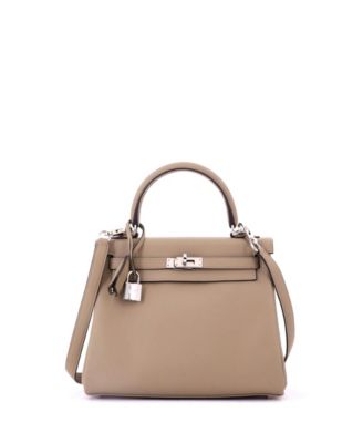 Kelly 25 Handbag Brown Swift with Palladium Hardware