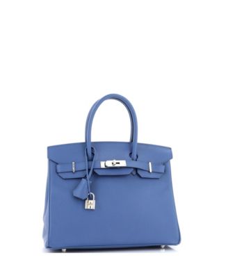 Birkin 30 Handbag Blue Epsom with Palladium Hardware