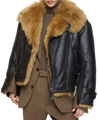  Cropped Shearling Aviator Jacket