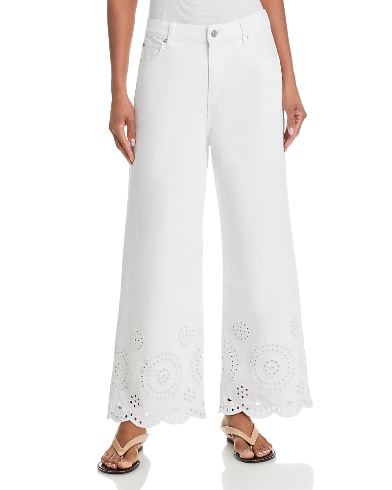 Frame The Eyelet Wide Flared Jeans in White