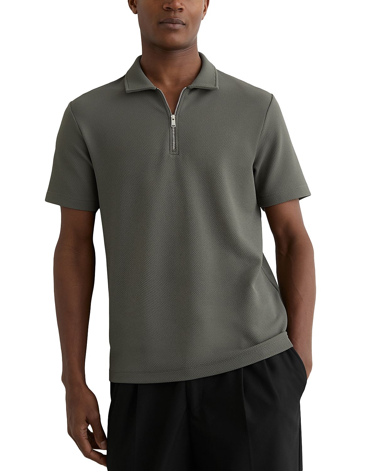 Reiss Forno Half Zip Textured Polo Shirt