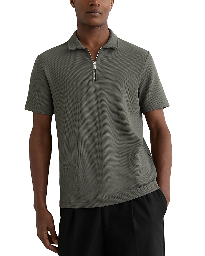 Reiss Forno Half Zip Textured Polo Shirt