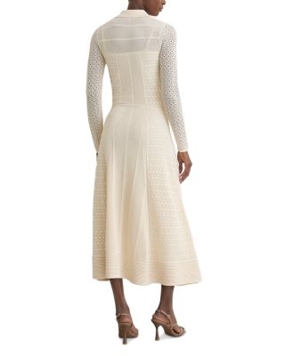 Pointelle Knit Panelled Midi Dress