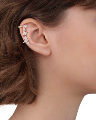 18K White Gold Serti sur Vide Diamond Pear & Round Right Side Ear Cuff