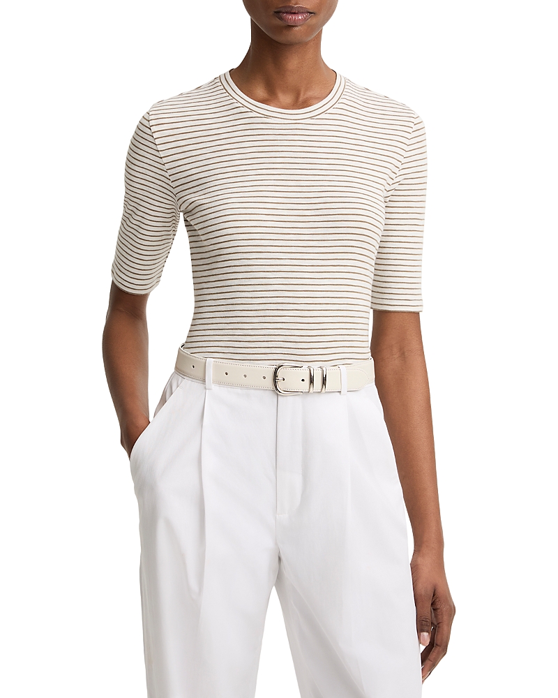 Vince Striped Elbow Sleeve Crewneck Tee