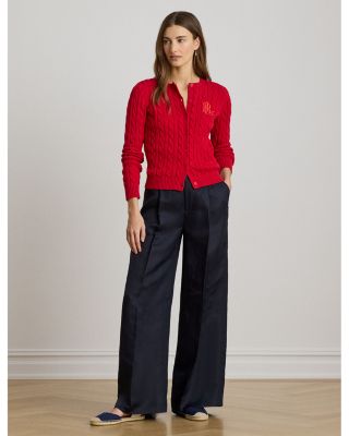 Linen Blend Twill Wide Leg Pants