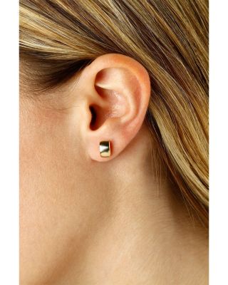 Curved Rectangle Stud Earrings in 14K Yellow Gold