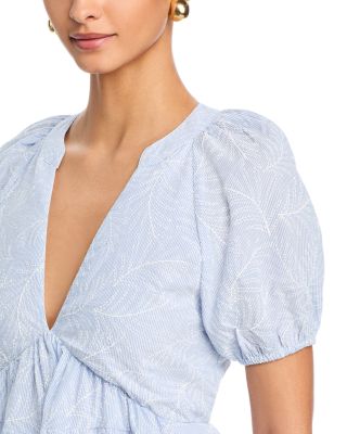 Puff Sleeve Embroidered Babydoll Dress