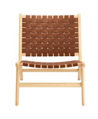 Saoirse Leather Wood Accent Lounge Chair