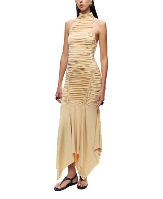  Ruched Halter Midi Dress