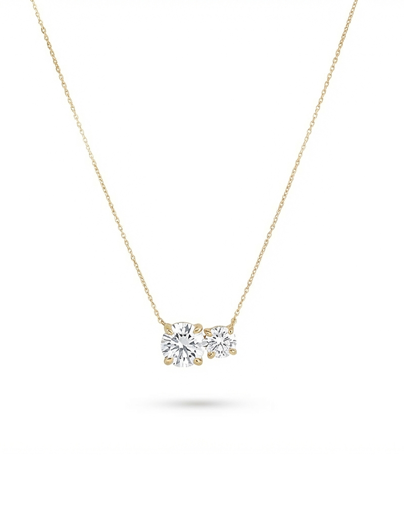 Shashi Cubic Zirconia Double Solitaire Pendant Necklace, 16.25-18.25