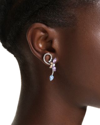 Ariana Grande x Swarovski Cubic Zirconia & Imitation Pearl Dragonfly & Flower Asymmetrical Jacket Earrings