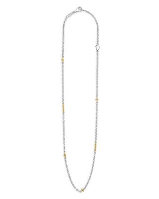 18K Yellow Gold & Sterling Silver Caviar Chain Necklace, 16-18"