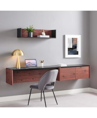 Kinetic 49" Wall-Mount Office Desk With Cabinet and Shelf