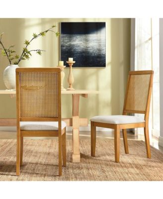 Arlo Faux Rattan and Wood Dining Side Chairs, Set of 2