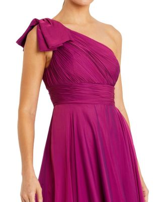  Petite Tied One Shoulder Cut Out Flowy Gown