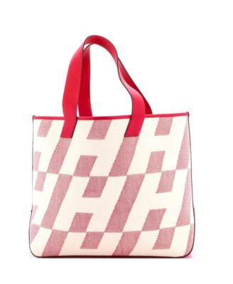 40 Cabas H en Biais Tote Canvas with Leather