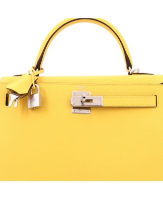 Kelly 28 Handbag Yellow Epsom with Palladium Hardware