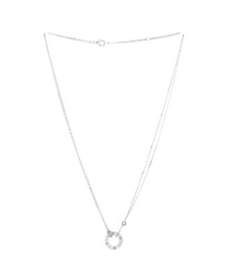  2 Diamonds Love Pendant Necklace 18K White Gold with Diamonds, 16.25"