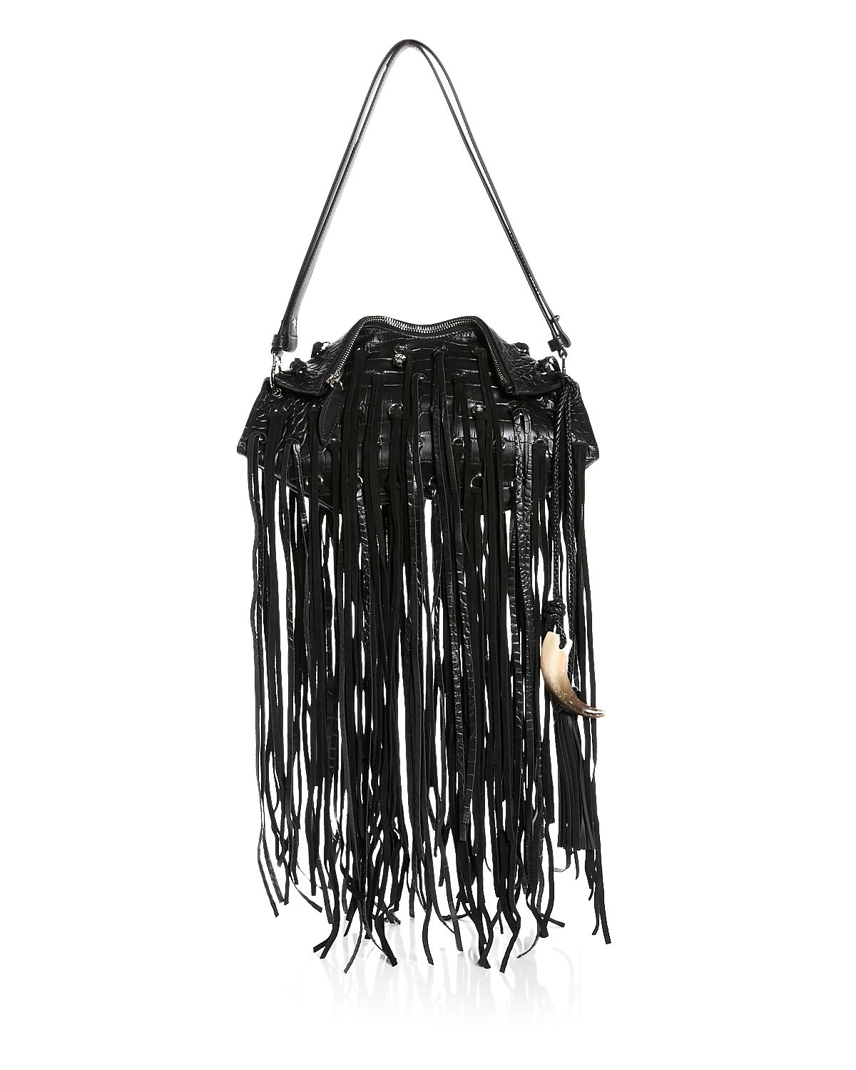 McQueen Manta Fringe Leather Clutch
