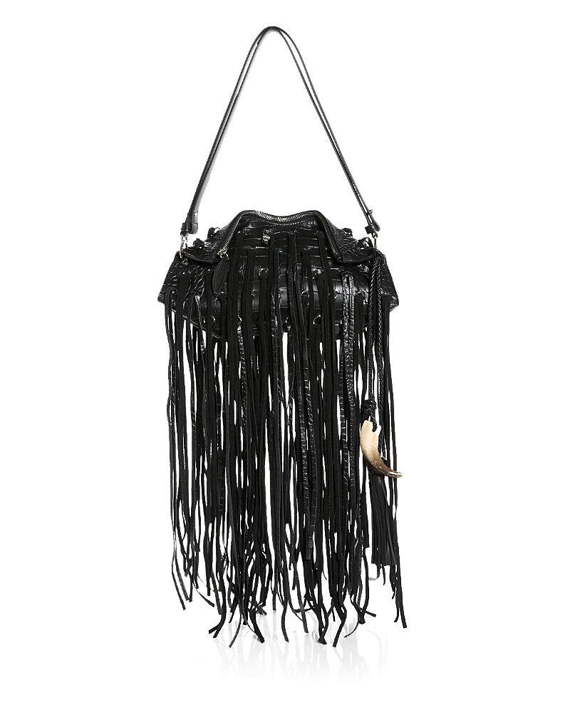 McQueen Manta Fringe Leather Clutch