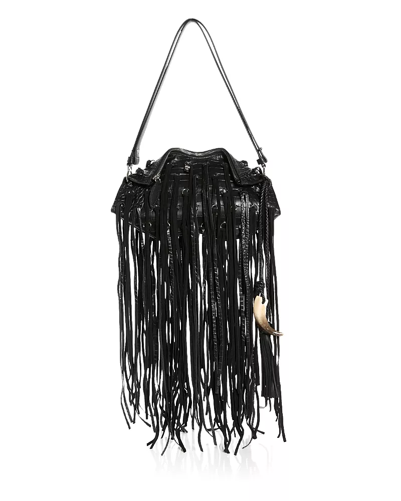 McQueen Manta Fringe Leather Clutch