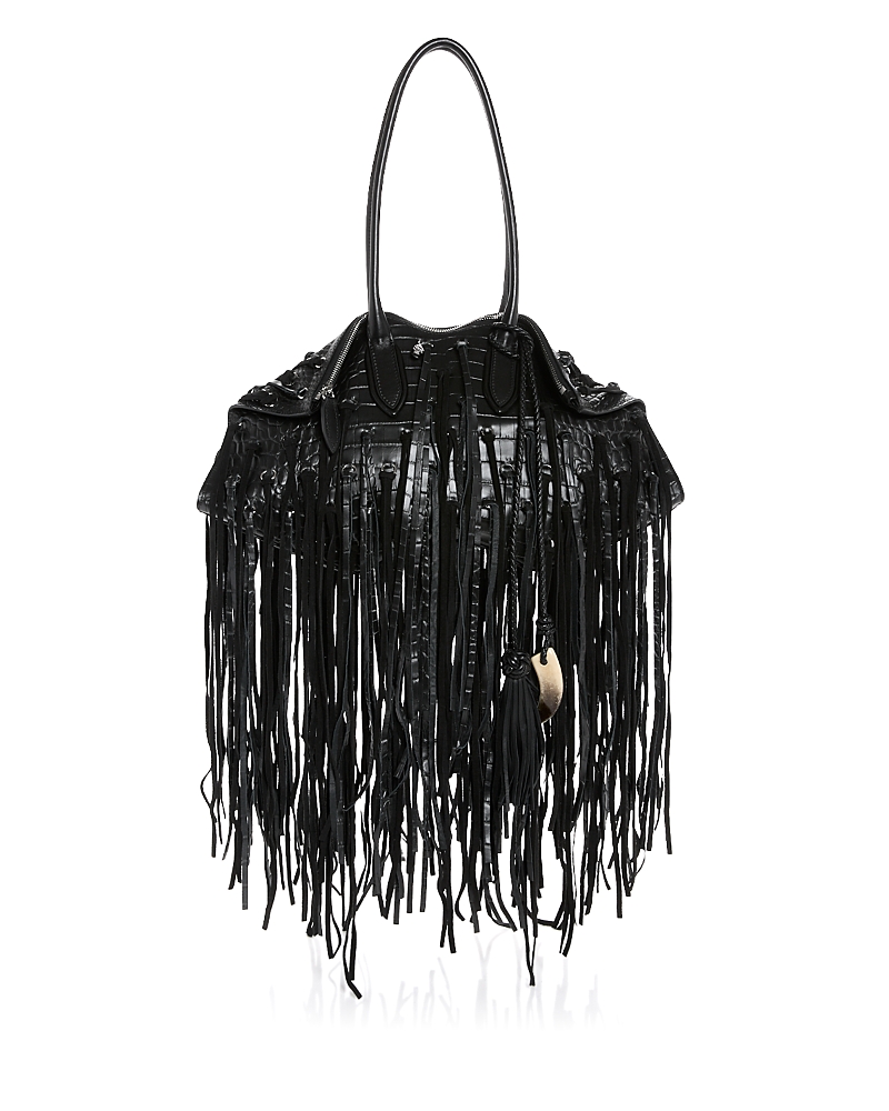 McQueen Manta Fringe Leather Top Handle Bag
