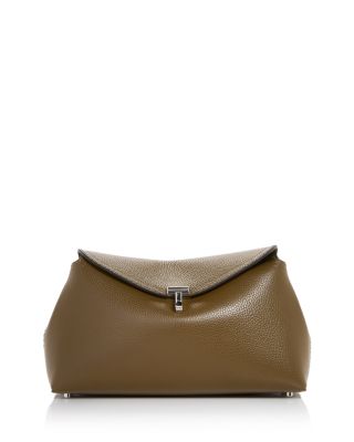 T-Lock Smooth-Leather Convertible Clutch in Ash