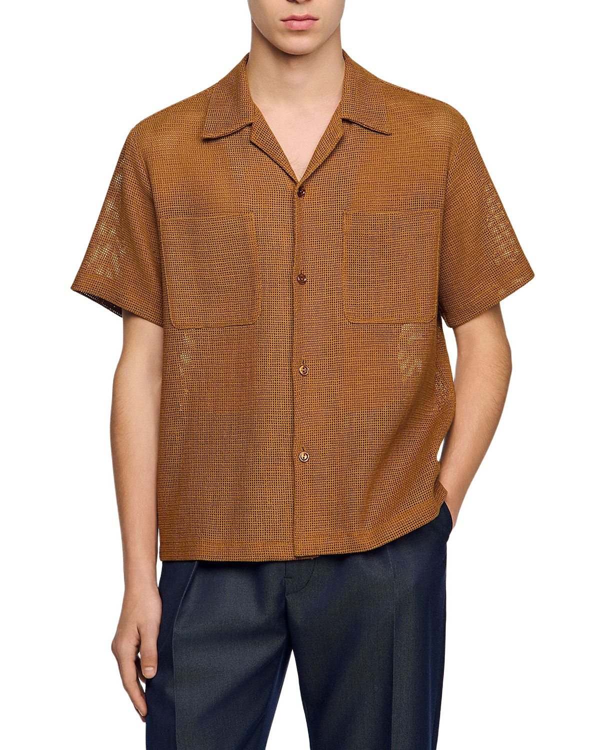 Sandro Openwork Mesh Shirt