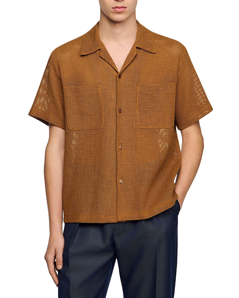 Sandro Openwork Mesh Shirt