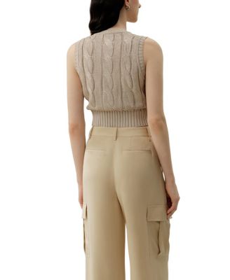  Cable Knit Tussah Silk Cropped Top