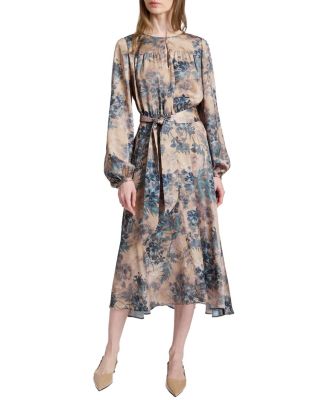  Aubree Long Sleeve Midi Dress in Floral Print