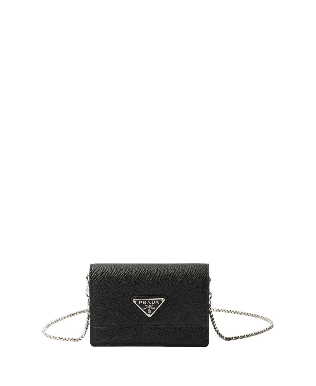 Prada Saffiano Leather Card Holder with Shoulder Strap