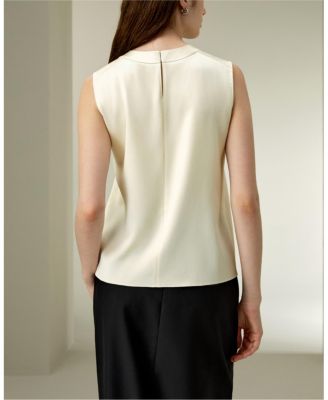  Sleeveless Round Neck Silk Top