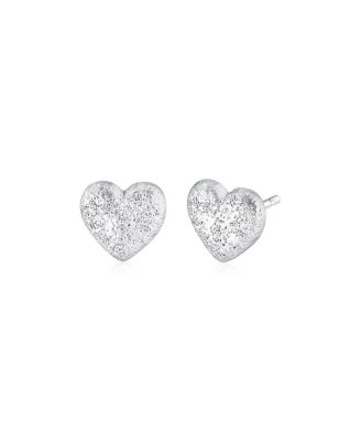 Sterling Silver Shimmering Heart Studs